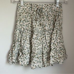 Green Flowy Flower Skirt